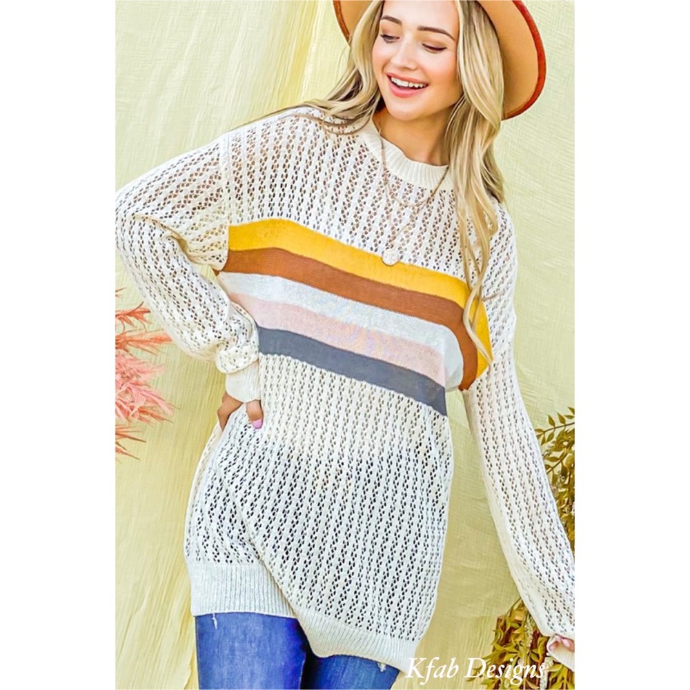 ❤️LAST! Color Block Striped Lightweight Sweater! Perfect for transition! - Picture 4 of 10